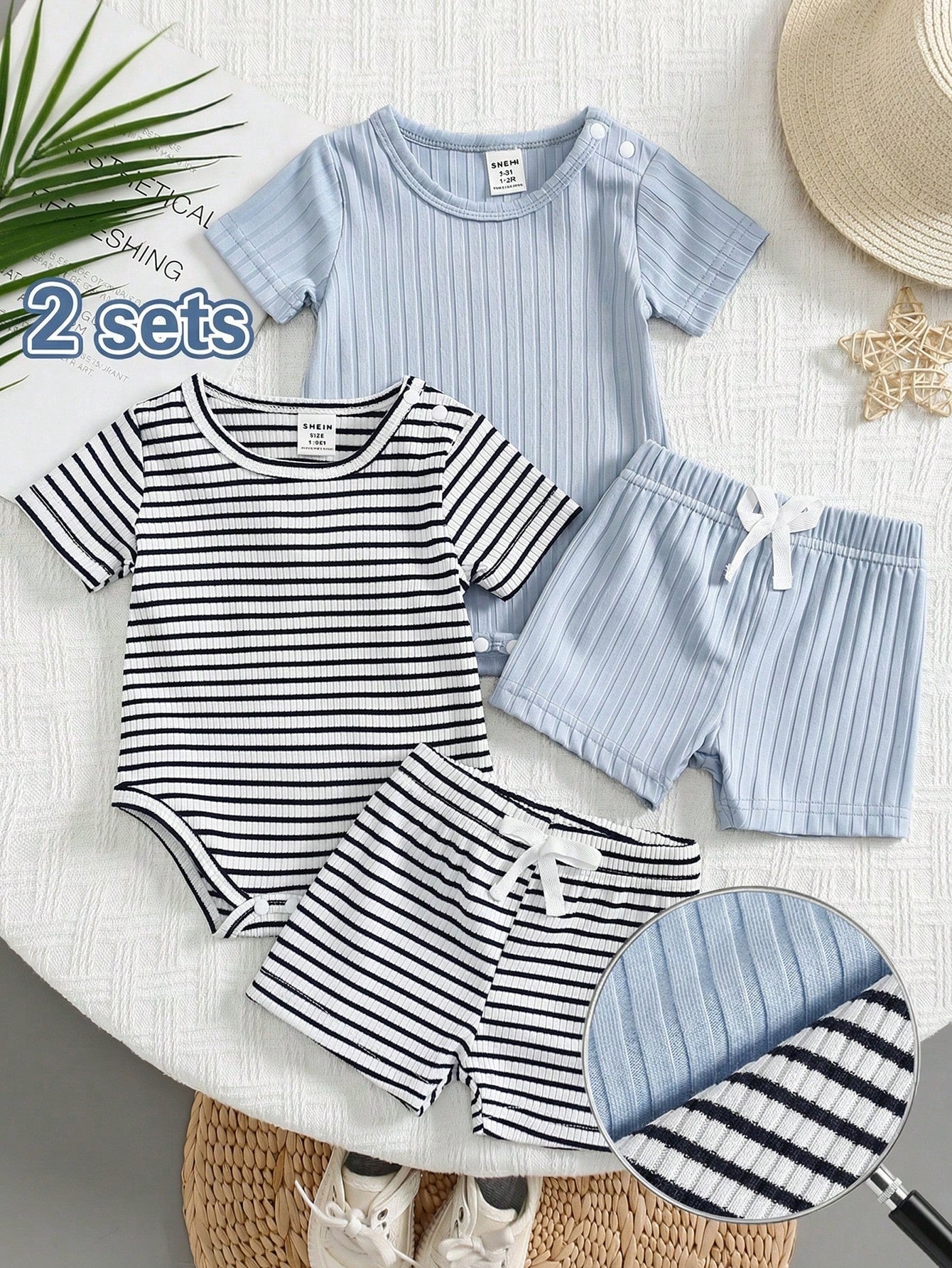 2pcs Newborn Short Sleeve Outfit White Summer Casual Graphic Work Green Triangle Romper Shorts Cute Lion Print Soft Comfortable For Parties Outings